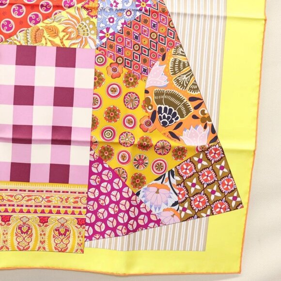 HERMES Carre 90 Scarf ""LArt du Sarasa"" Silk Purple Auth - Picture 6 of 10